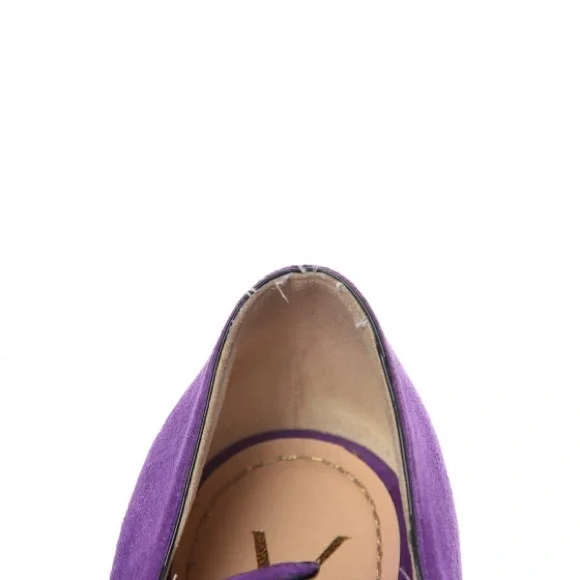 Kid Scamosciato Tribute 105 Platform Mary Jane Peep Toe Pumps 36 Viola - Picture 9 of 11